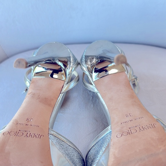 Jimmy Choo Laurita metallic glitter platform sandals, silver, size 38 - Picture 10 of 10